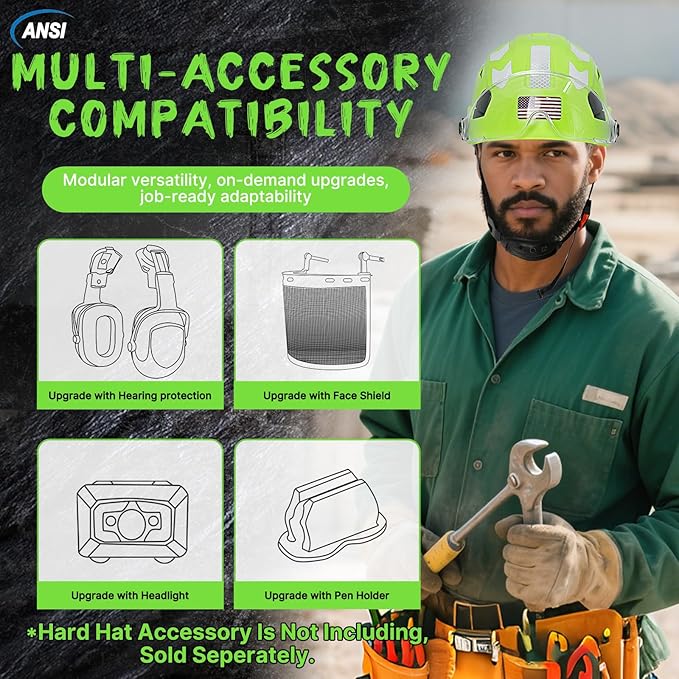 AOLAMEGS Construction Safety Hard Hat - ANSI Z89.1 Type Ι OSHA Approved Safety Helmets with Chin Straps Lightweight Reflective Vented ABS Hard Hats For Men Women Industrial Workwear 6-point Suspension-StrideForce Fitness