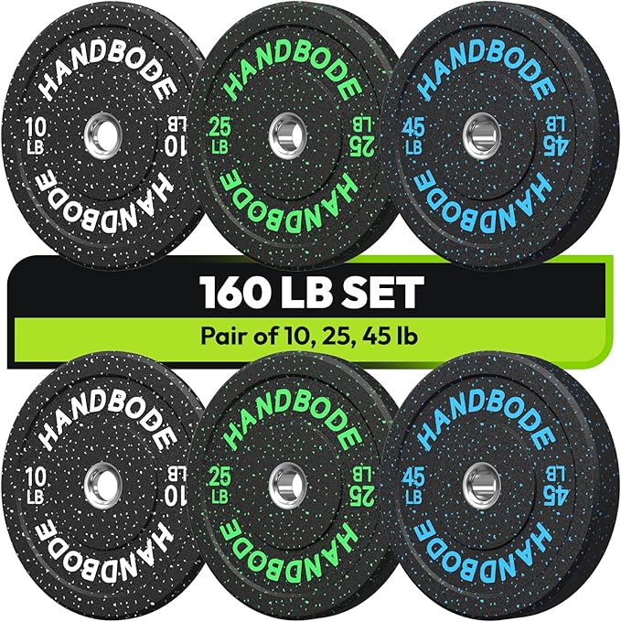 2-Inch Bumper Plates High Bounce, Olympic Weight Plate Set 45/100/160/190/260/300lb, Barbell Weight Plates Set for Home Gym, Colored Weights Rubber Strength Training Plate for Weight Lifting-StrideForce Fitness