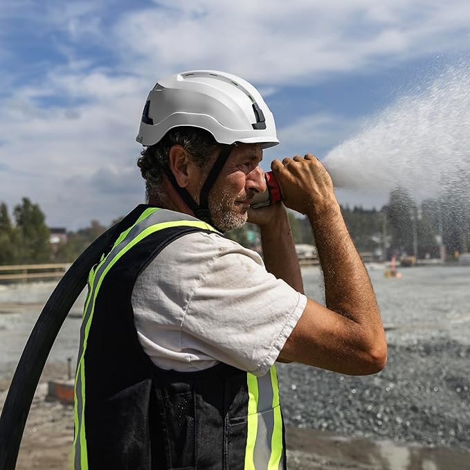 GE Safety Helmet: ANSI Type 2 Class G & E, Advanced Impact Technology, Ultra Comfortable Memory Foam, Heat Stress Reduction, Compatible with Accessories, Adjustable Size OSHA Approved-StrideForce Fitness