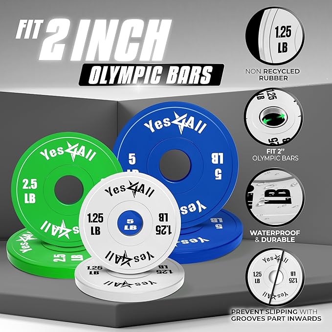 Yes4All Fractional Weight Plates Set, Available In Steel And Rubber, Set of 2/4/6 Plates in 1.25LB, 2.5LB, or 5LB Sizes, Micro Change Plates for Dumbbell and Olympic Barbell Weightlifting-StrideForce Fitness