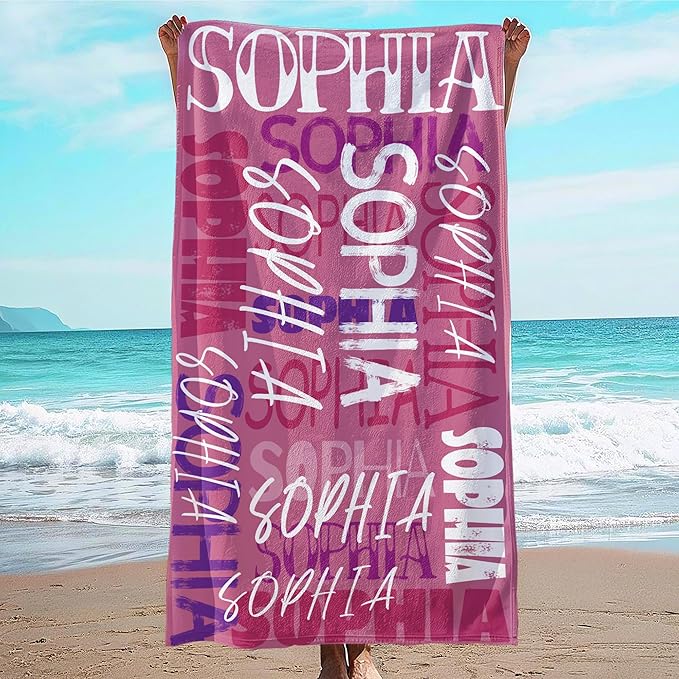 JML Personalized Beach Towel with Name, Custom Beach Towel with Name, Customized Microfiber Pool Towel, Quick Dry & Absorbent Swim Towel for Adult,Anniversary, Birthday, Summer Holiday,Vacation-StrideForce Fitness