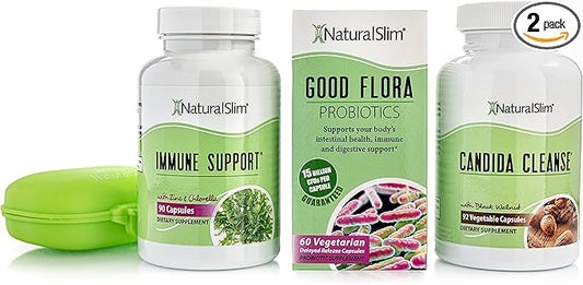 NaturalSlim Candida Cleanse Support Supplements Bundle - Candiseptic Kit Anti Overgrowth, Gut & Colon Cleansing Capsules - Formulated by Frank Suarez (2 Pack)-StrideForce Fitness