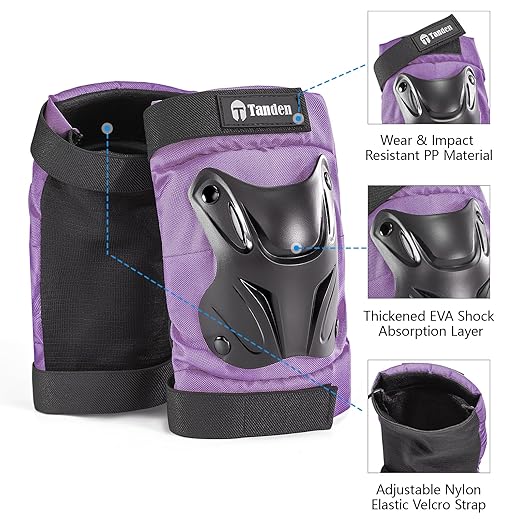 Skating Protective Gear Adult Knee and Elbow Pads Wrist Guards for Roller Skating Skateboarding, Skate Pads Adult Knee Pads for Men Women Purple-StrideForce Fitness