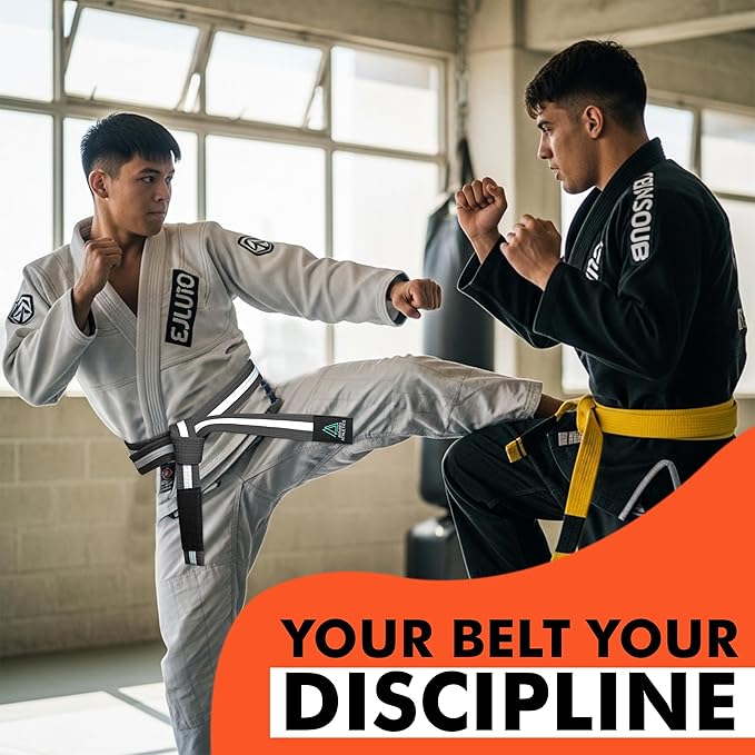 Brazilian Jiu Jitsu Belts Preshurunk Martial Arts Youth BJJ Belts for Girls & Boys with BJJ Ranking Stripes-StrideForce Fitness