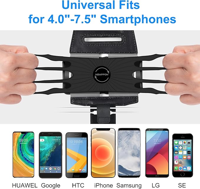 Cell Phone Running Armband - Detachable & 360° Rotatable Universal Cellphone Arm Band for iPhone 17 16 15 14 13 Pro Max Plus Samsung Galaxy Note S24 S23 for Workout Exercising Walking Jogging-StrideForce Fitness