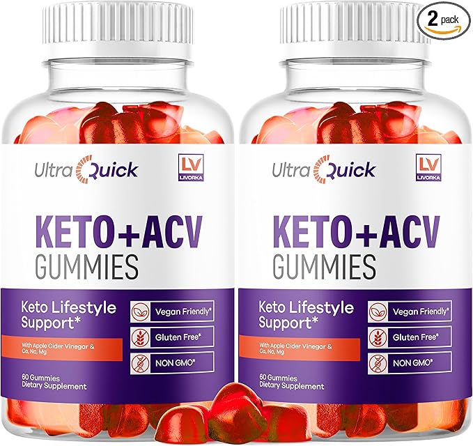 (2 Pack) Ultra Quick Keto ACV Gummies Weight Loss, Ultra Quick Keto ACV Gummies, UltraQuick Keto ACV Gummies, UltraQuick Keto Plus ACV Support Gummies, Ultra Quick Weight Loss Gummies for 2 Months-StrideForce Fitness