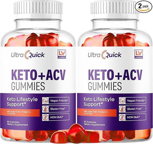 (2 Pack) Ultra Quick Keto ACV Gummies Weight Loss, Ultra Quick Keto ACV Gummies, UltraQuick Keto ACV Gummies, UltraQuick Keto Plus ACV Support Gummies, Ultra Quick Weight Loss Gummies for 2 Months-StrideForce Fitness