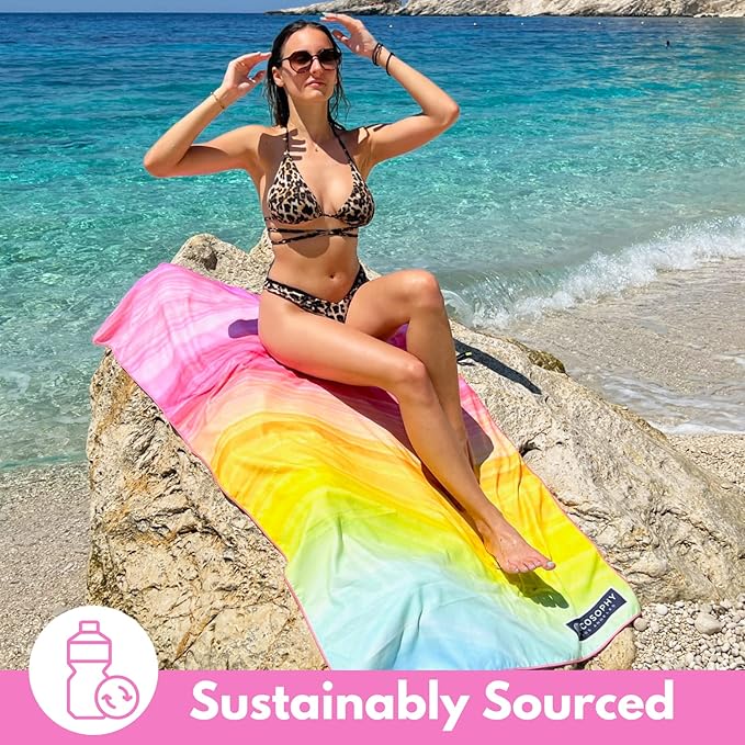 ECCOSOPHY Microfiber Beach Towel - Sand Free Towels are Quick Dry, Light Weight, Super Absorbent - Perfect Pool, Travel, Cruise, Camping Essentials - Oversized Extra Large for Adults 71x35 in-StrideForce Fitness