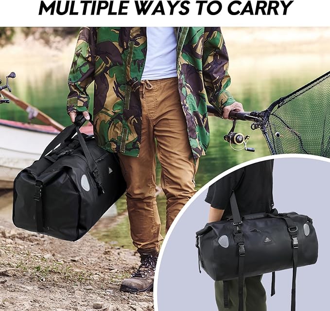 Haimont Waterproof Duffel Bag Roll-top Dry Duffel Bag with Quick-fixed Straps for Motorcycling, Rafting, Boating, SUP, Kayaking, Travel, 50L/70L-StrideForce Fitness