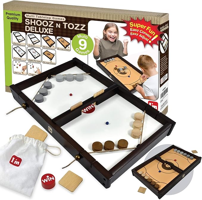 Big Shooz n TOZZ : Wooden Multi Tabletop Indoor Portable Board Games for Kids and Family-StrideForce Fitness