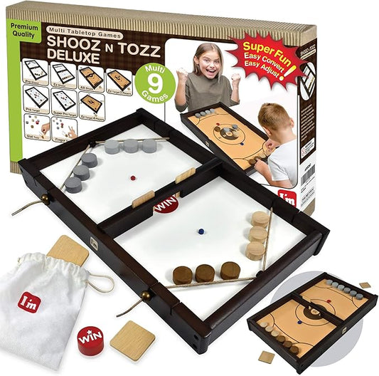 Big Shooz n TOZZ : Wooden Multi Tabletop Indoor Portable Board Games for Kids and Family-StrideForce Fitness
