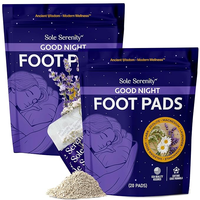 Sole Serenity Foot Pads - Zeolite Mineral, Ginger Root, Wormwood, Bamboo Vinegar, Foot Spa for Tired Feet (Good Night - 2 Pack)-StrideForce Fitness