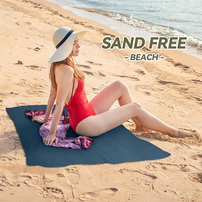Microfiber Beach Towel-Perfect for Travel, Sports, Camping, Swimming, Yoga, Gym- Quick Dry, Sand Free, Compact, Lightweight, Absorbent (Navy Blue,Large(160x90cm, 63x35”))