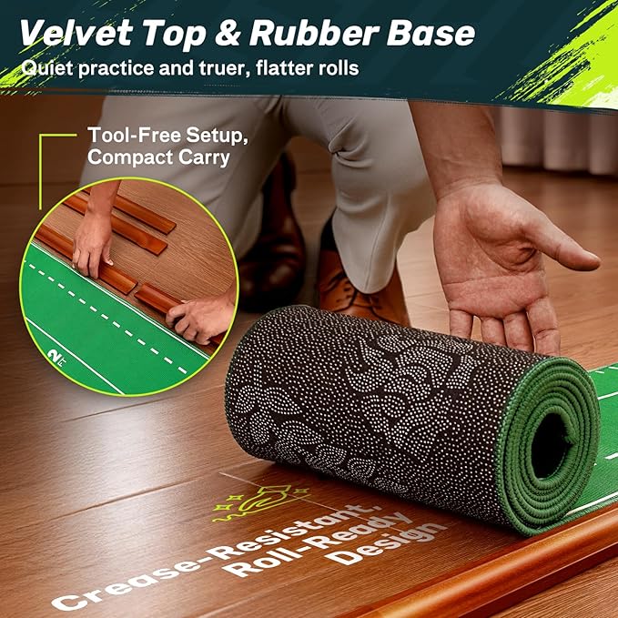 SAPLIZE Portable Putting Mat with Automatic Ball Return - Golf Practice Green with Mirror - Improve Accuracy Indoors or Outdoors-StrideForce Fitness