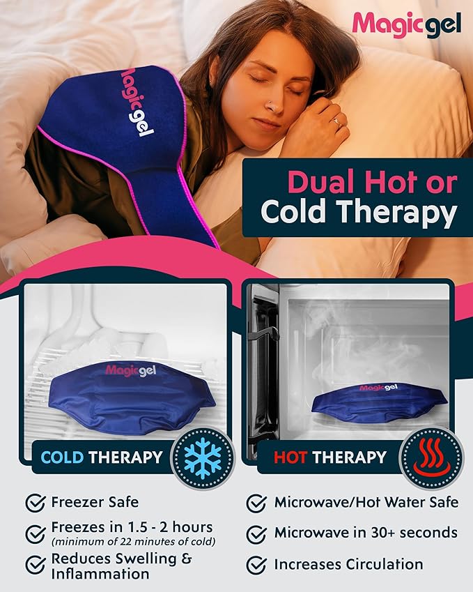 Magic Gel Ice Pack for Back Pain Relief | 2 Pack Reusable Lower Back Wrap for Hot or Cold Therapy | Relief for Lower Lumbar, Sciatic Nerve, Herniated or Degenerative Disc, Coccyx, Tailbone Pain-StrideForce Fitness