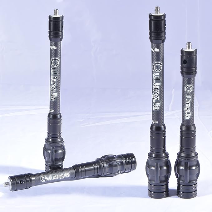 AMEYXGS Bow Stabilizer for Compound Bow, 6" 8" 10" 12" Rod Balance Bar with Damping System and Weights Shock Absorber for Compound Bow Archery Accessory-StrideForce Fitness