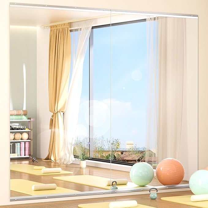 Hasipu Home Gym Mirror 83" L x 39" W - 2PCS Large Full Body Mirror for Yoga, Wall-Mounted Mirrors for Fitness, Garage, Dance Studio, 0.16in Tempered Glass Frameless-StrideForce Fitness