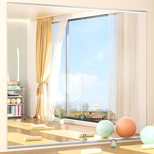 Hasipu Home Gym Mirror 83" L x 39" W - 2PCS Large Full Body Mirror for Yoga, Wall-Mounted Mirrors for Fitness, Garage, Dance Studio, 0.16in Tempered Glass Frameless-StrideForce Fitness