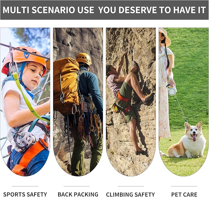 SEPEAK UIAA 30kN Climbing Carabiner Clips, Professional Heavy Duty Twist Locking Carabiners for Climbing,Mountaineering, Rappelling, Camping, Hiking, Swings, Large D Ring Hooks-StrideForce Fitness