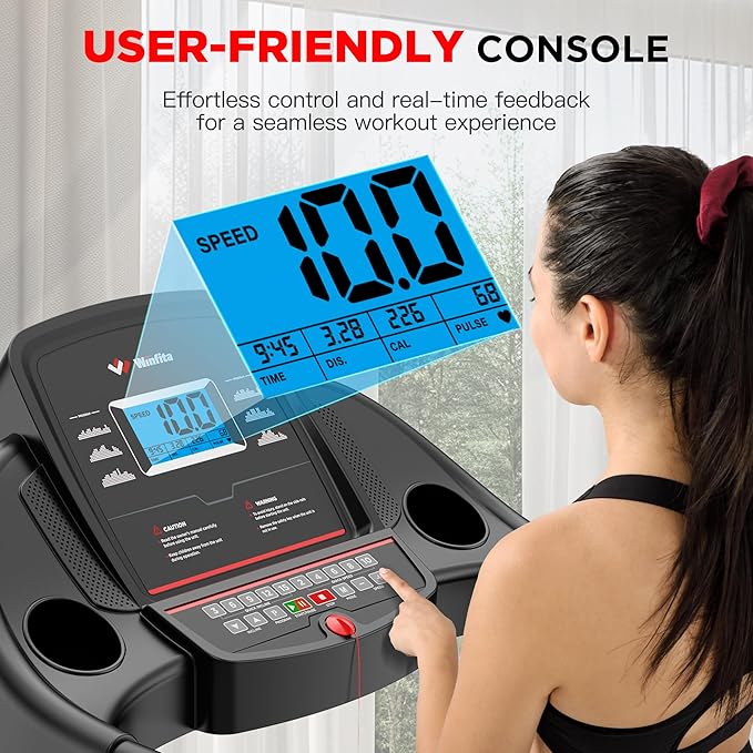 Treadmill with 15% Auto Incline, 300 LBS Capacity and 10 MPH Max Speed, 4.0HP Folding Treadmills for Home Features 18'' x 50'' Belt, Bluetooth, APP, 64 Preset Programs and 3 Countdown Modes-StrideForce Fitness