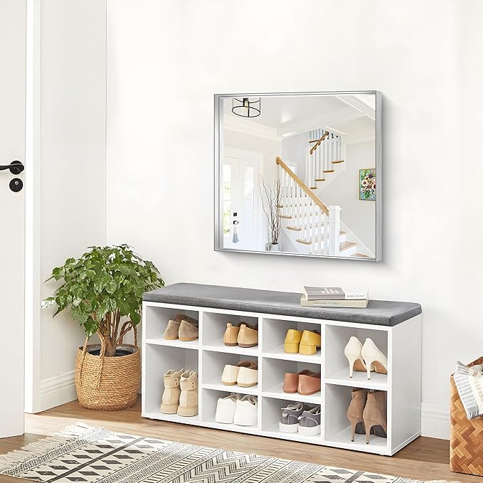 Silver Bathroom Mirror, 30x30 Inch Rectangular Framed Mirror, Large Wall Mounted Bathroom Vanity Mirror Over Sink for Bedroom,Restroom, Living Room, Hangs Vertically or Horizontally-StrideForce Fitness