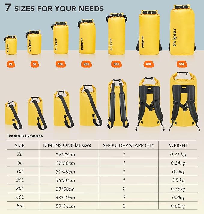 Unigear Dry Bag Waterproof, 2L/5L/10L/20L/30L/40L Floating and Lightweight Bags for Kayaking, Boating, Fishing, Swimming and Camping with Waterproof Phone Case-StrideForce Fitness