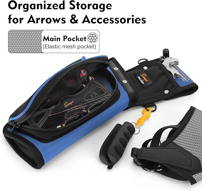 SUNYA X510 Field & Competition Hip Arrow Quiver | 3-Slot Noise-Free Archery Quiver with Sturdy Storage System (42x18cm)-StrideForce Fitness