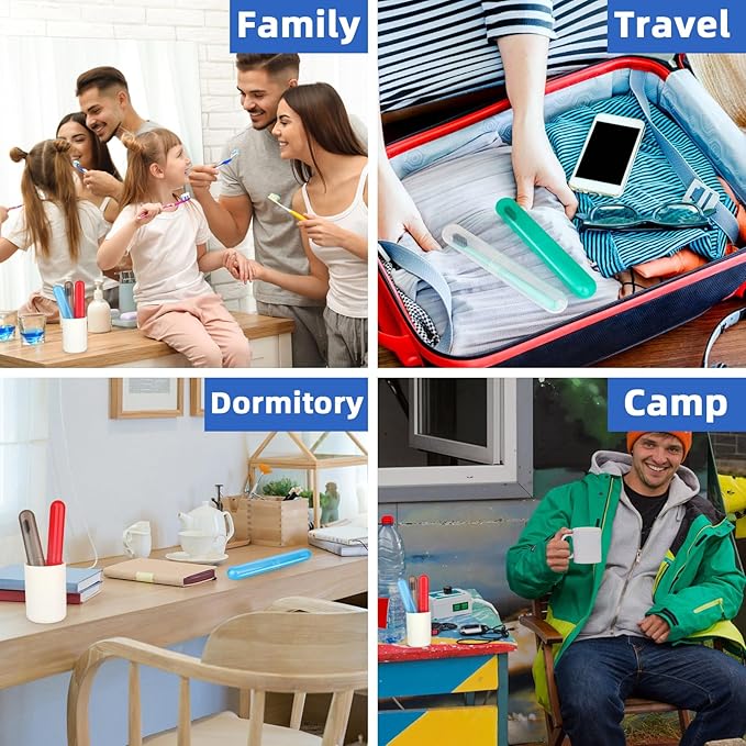 6 Pack Travel Toothbrush Case Breathable Portable Toothbrush Holder Plastic Toothbrush Cover Container for Traveling, Bathroom, School, Home, Business, Camping