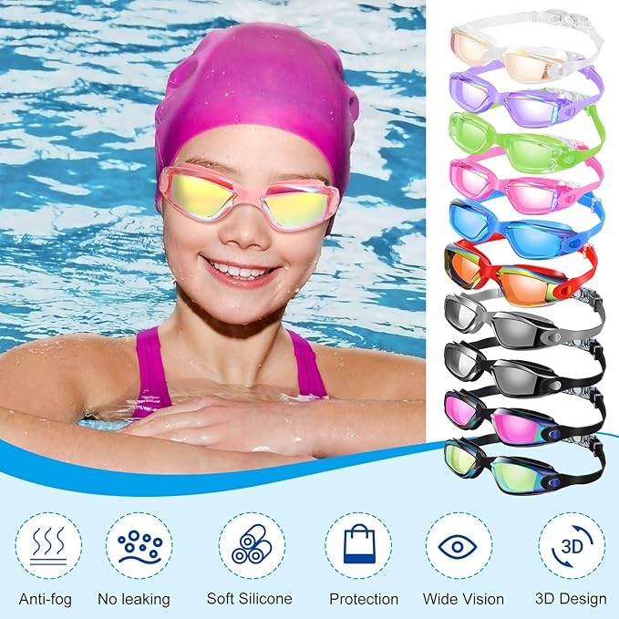 Konohan 10 Pack Swim Goggles Bulk for Kids adult Pool Goggles Anti Fog Silicone No Leak Swimming Glasses for Men Women Youth-StrideForce Fitness