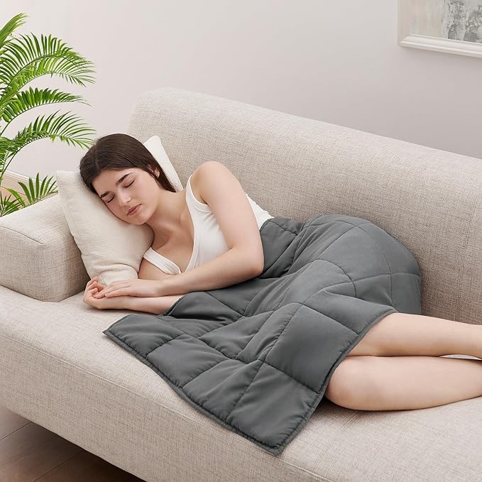 L'AGRATY Weighted Lap Blanket 7lb: Small Weighted Blankets for Adults Portable Travel - Cooling Pad Blanket for Relaxation Sleeping - Cozy Lap Washable All-Season(29" x 24")-StrideForce Fitness