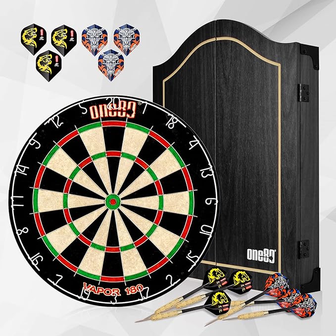 All-in-One Dartgame Center with Self-Healing Sisal/Double-Sided Dartboard & Multifunctional Cabinet 6 Steeltip Darts and Mounting Kit Included-StrideForce Fitness