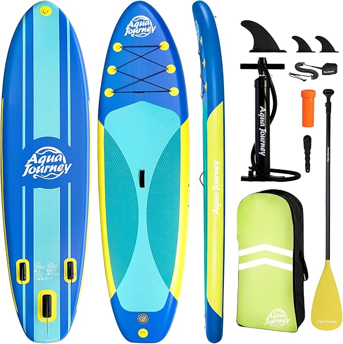 10'6"Inflatable Stand Up Paddle Board Ultra Portable-Lightweight & Stable|All-in-One Kit w/Aluminum Paddle, Dual-Action Pump & Backpack|Lakes & Oceans Ready for Family Recreation by Aquajourney-StrideForce Fitness