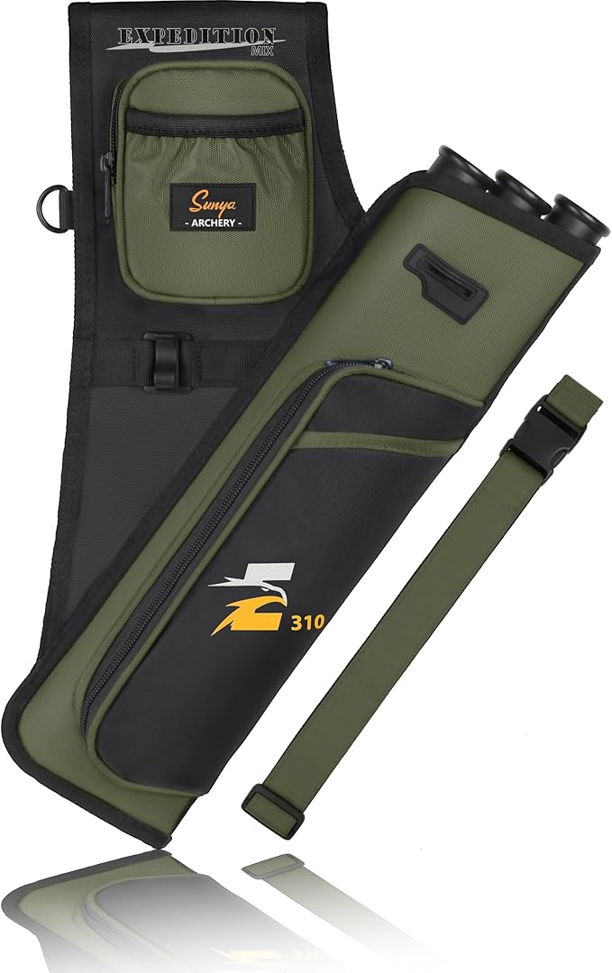 SUNYA Archery Hip Quiver for Arrows. Includes 3 Tubes Arrow Holder, Accessories Pockets and Waist Belt. Fit for Compound and Recurve Bow Practice.-StrideForce Fitness