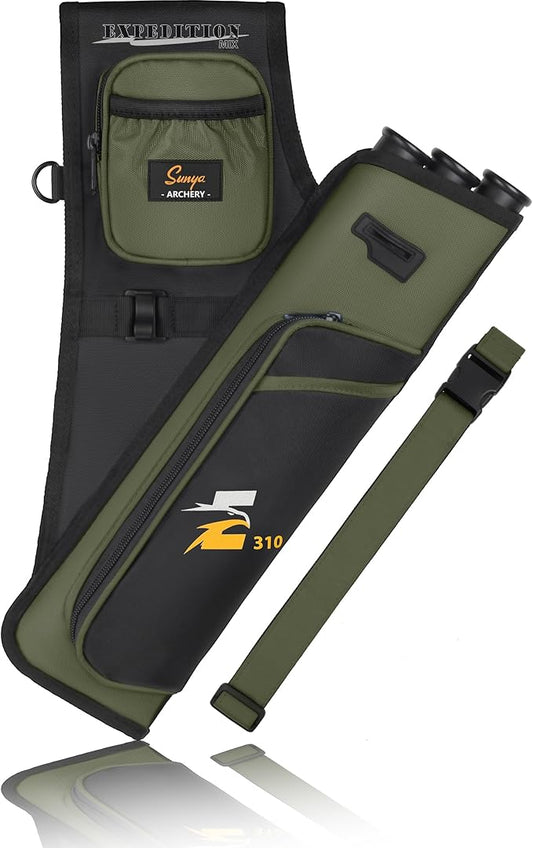 SUNYA Archery Hip Quiver for Arrows. Includes 3 Tubes Arrow Holder, Accessories Pockets and Waist Belt. Fit for Compound and Recurve Bow Practice.-StrideForce Fitness