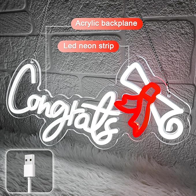 Congrats Graduation Neon Sign - Class of 2025 Graduation Party Decorations,LED Neon Light Up Sign for Photo Backdrop,Graduate Ceremony Wall Decor for High School College Celebration-StrideForce Fitness