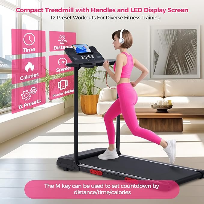 Walking Pad Treadmill with Handle Bar, 3.5HP Compact Electric Walking Pads Treadmills with Handles for Home Apartment Small, 0.6-10MPH Portable Foldable Folding Small Treadmill Home, 400LBS Capacity-StrideForce Fitness