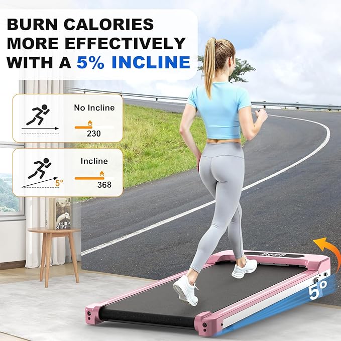 Incline Walking Pad with Handle Bar, Folding Treadmill Foldable Portable Under Desk for Home Office, Ultra Quiet <45dB, Safety Lock, 300+ LB Capacity-StrideForce Fitness