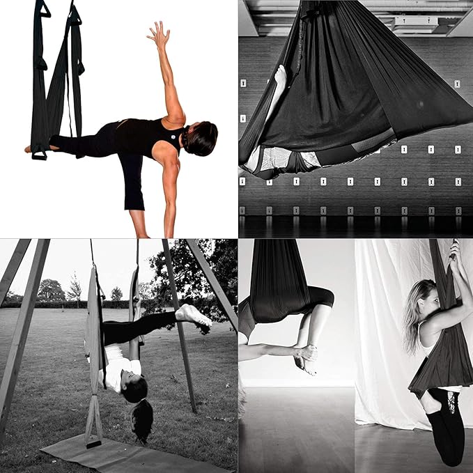 ZELUS Aerial Yoga Swing Sling Strong Yoga Hammock Kit Set Trapeze Inversion Equipment Include 2 Extensions Straps and Ceiling Mounting Kit-StrideForce Fitness