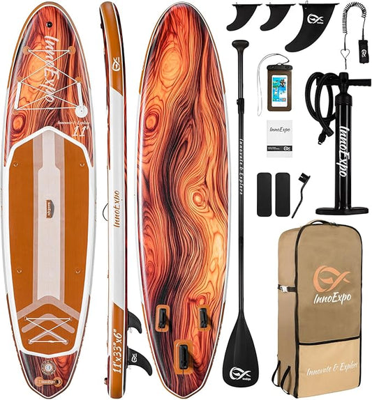 InnoExpo 11' Inflatable Stand Up Paddle Boards with Premium Accessories, Wide Stable SUP Paddle Board Design, Non-Slip Comfort Deck for Youth & Adults-StrideForce Fitness