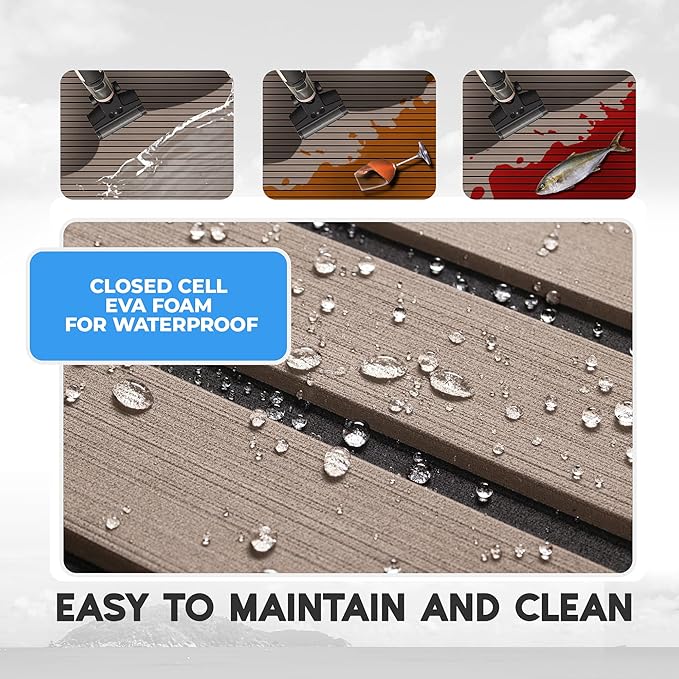 FOCEAN Boat Flooring EVA Foam Boat Decking Faux Teak Marine Flooring Boat Mat Boat Carpet Sheet for Motorboat RV Yacht Kayak Surfboard, 94.5"x 47.2"/35.4"/23.6"/15.7"-StrideForce Fitness