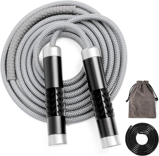 1LB Weighted Jump Ropes for fitness Women Men, Aluminum Handles for MMA, Boxing, CrossFit, Weight-loss Workouts, Tangle-Free Ball Bearing Rapid Speed Skipping Jump Rope with Adjustable 9mm Cotton & PVC Cord-StrideForce Fitness