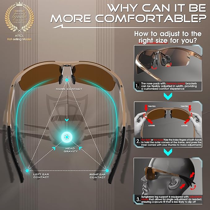 ATTCL Men's Sports Polarized Sunglasses Men for Driving running Fishing Golf - UV Protection Sun glasses Metal Frame-StrideForce Fitness