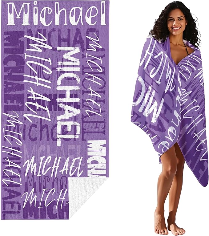 JML Personalized Beach Towel with Name, Custom Beach Towel with Name, Customized Microfiber Pool Towel, Quick Dry & Absorbent Swim Towel for Adult,Anniversary, Birthday, Summer Holiday,Vacation-StrideForce Fitness