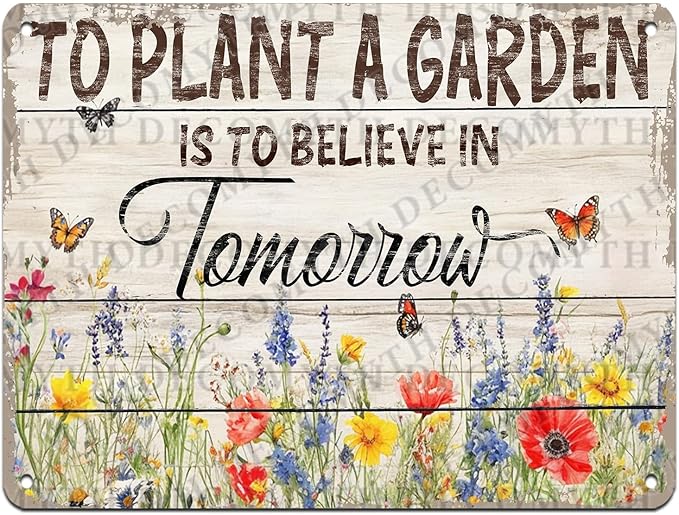 Gardening Vintage Metal Sign Plaque To Plant A Garden is To Believe Tomorrow Sign for Home Greenhouse Living Room Bedroom Outdoor Decor 12 * 16inch-StrideForce Fitness