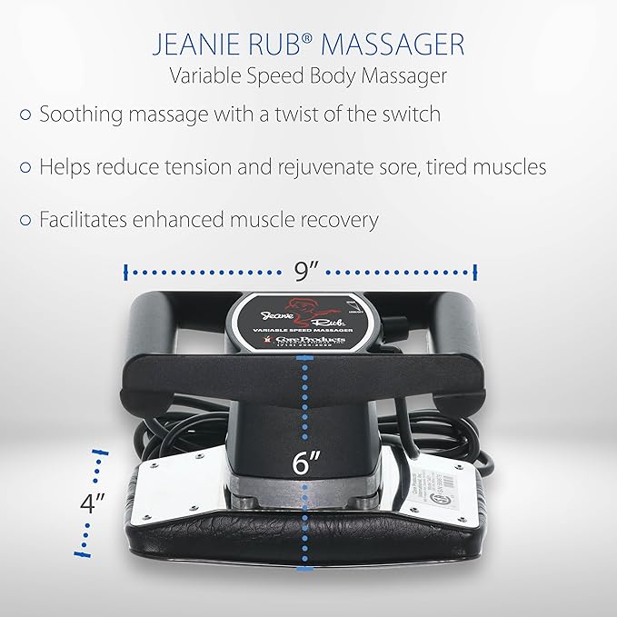 Core Products Jeanie Rub Variable Speed Massager, Deep Tissue Back & Shoulder Massager for Pain Relief, Body Massager for Back, Neck, Lower Back & Cellulite Massage