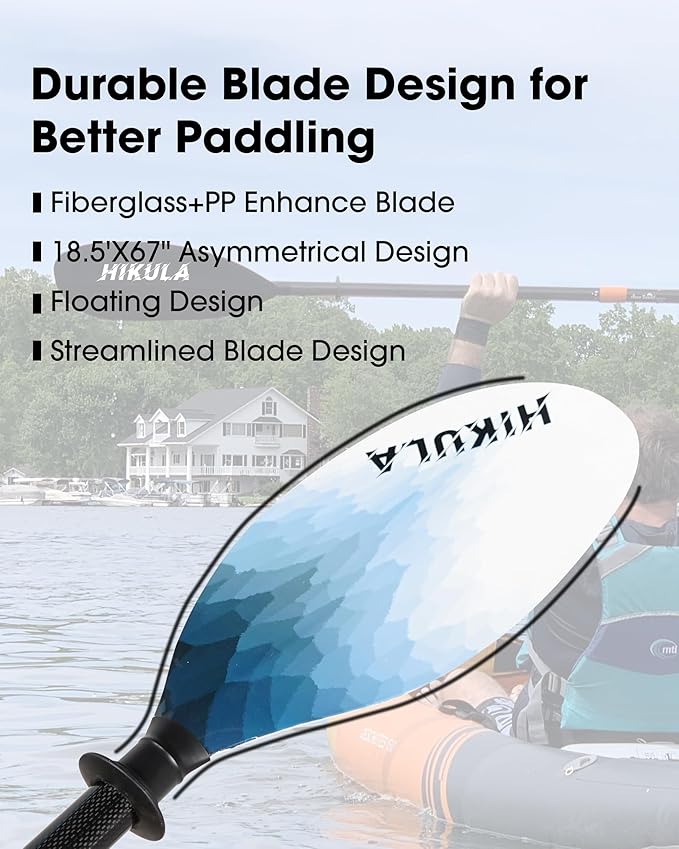 Adjustable Kayak Paddle with Carbon Shaft and PP Blade Available in 220-230/220-240/230-250cm Floating Lightweight Kayak Oars with Original Pattern-StrideForce Fitness