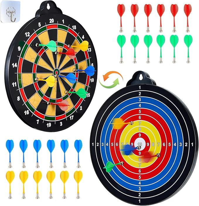 Magnetic Dart Board - 12Magnetic Darts+12Sticky Balls Or 2 Toy Gun+40 Foam Dart,Fun for Family Game and Party with Friends, Christmas Birthday Gifts Toys for 3-12 Year Old Boys-StrideForce Fitness