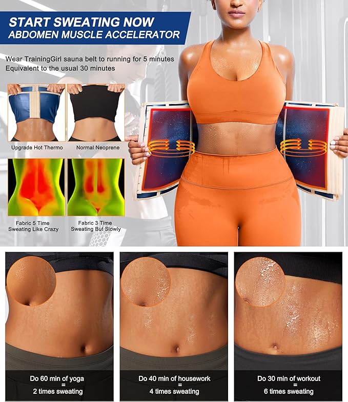 TrainingGirl Waist Trainer for Women Lower Belly Waist Trimmer Corset Tummy Wrap Workout Sweat Belt Band Sports Sauna Suit-StrideForce Fitness