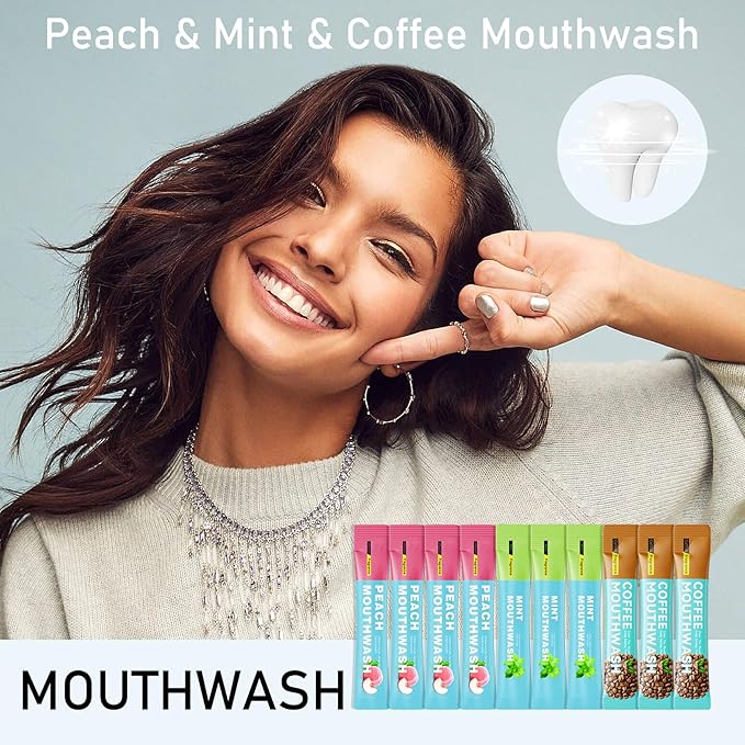 3 Flavors Mini Mouthwash Travel Size, Portable Individual Travel Mouth Wash for Fresh Breath, Refreshing Long Lasting Gentle Oral Care Mouthwash Packs(Pack of 60) Set A