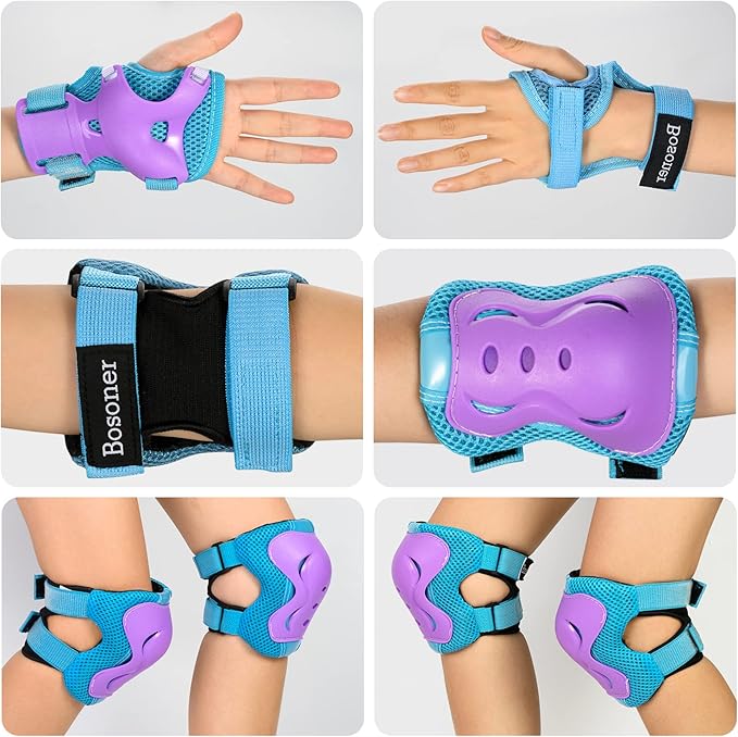 BOSONER Kids/Youth Knee Pad Elbow Pads Guards Protective Gear Set for Roller Skates Cycling BMX Bike Skateboard Inline Skatings Scooter Riding Sports-StrideForce Fitness